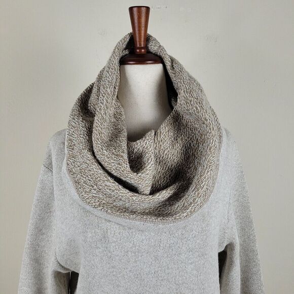 J. CREW Sweater Medium Wool Blend Beige Funnelneck Cowl Neck Sweatshirt B4923 - Picture 3 of 9